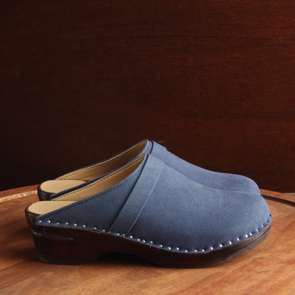 Troentorp Clogs Womens Size EU 37 US 7-7.5 Blue Da Vinci Vegan Boho Sustainable